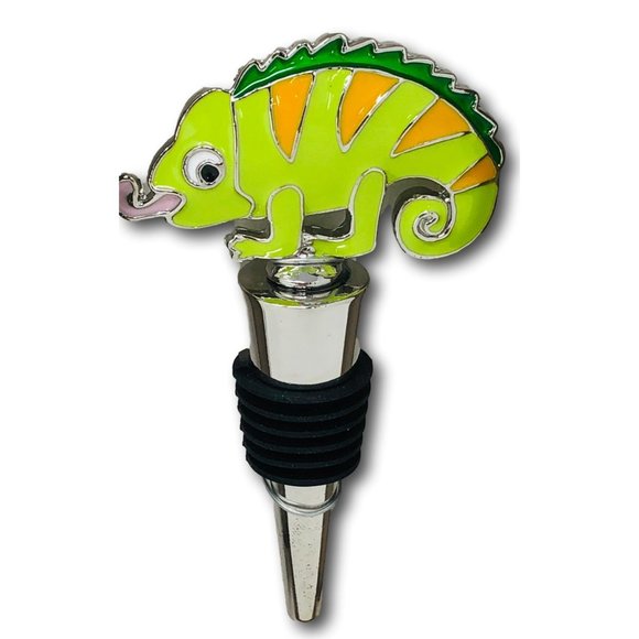 Tommy Bahama Bottle Stopper Lime Green Iguana Wine Metal - Picture 1 of 1